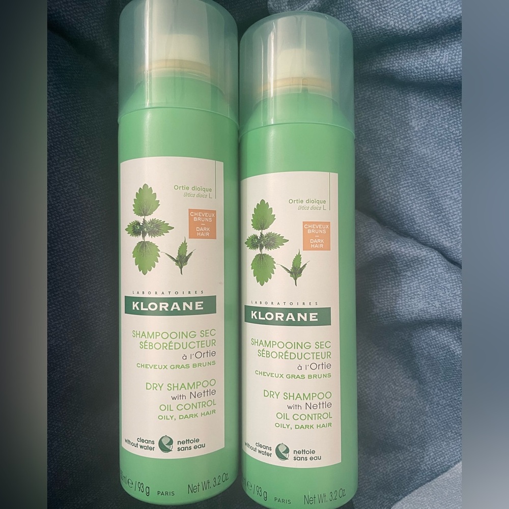 Two ‘ Klorane Dry Shampoo with Nettle for oily, dark hair’